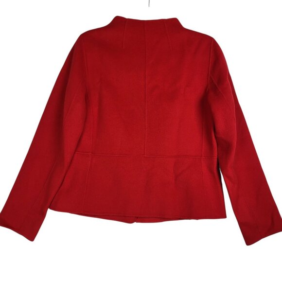 Talbots Jacket Women's 8 Red Wool Blend Snap Front Short Career Office - Picture 2 of 9